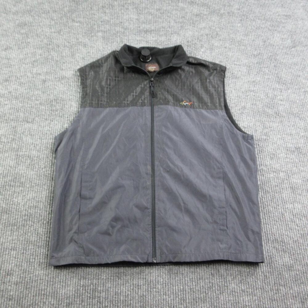Greg Norman Vest Mens XL Black Lined Windbreaker Full Zip Pockets Tasso Elba